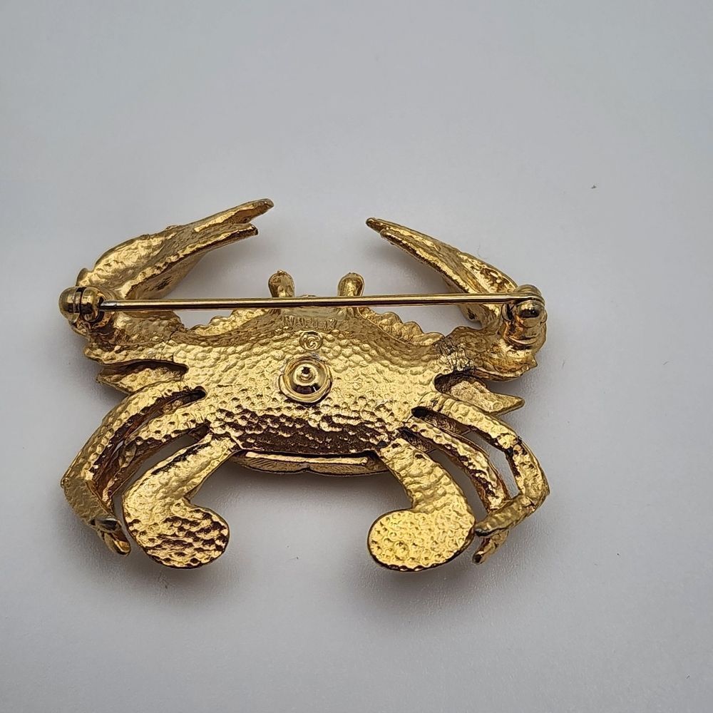 Vintage Napier Gold Tone Chesapeake Crab Brooch - Picture 3 of 4